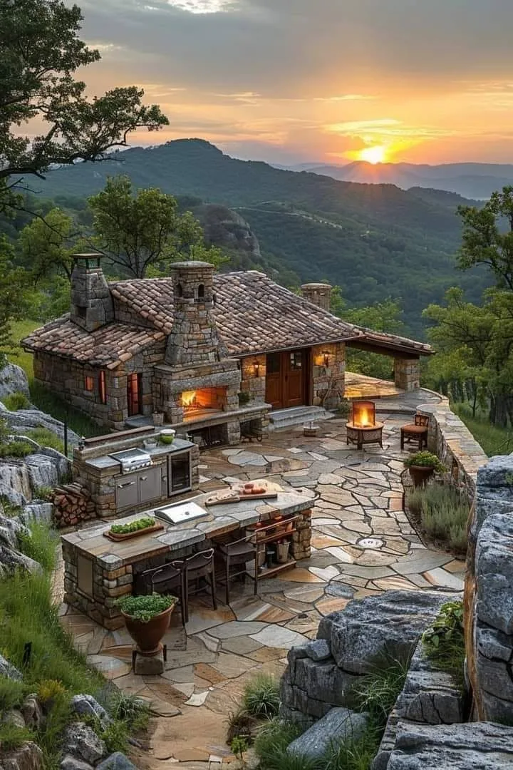 Maison en pierre et paysage